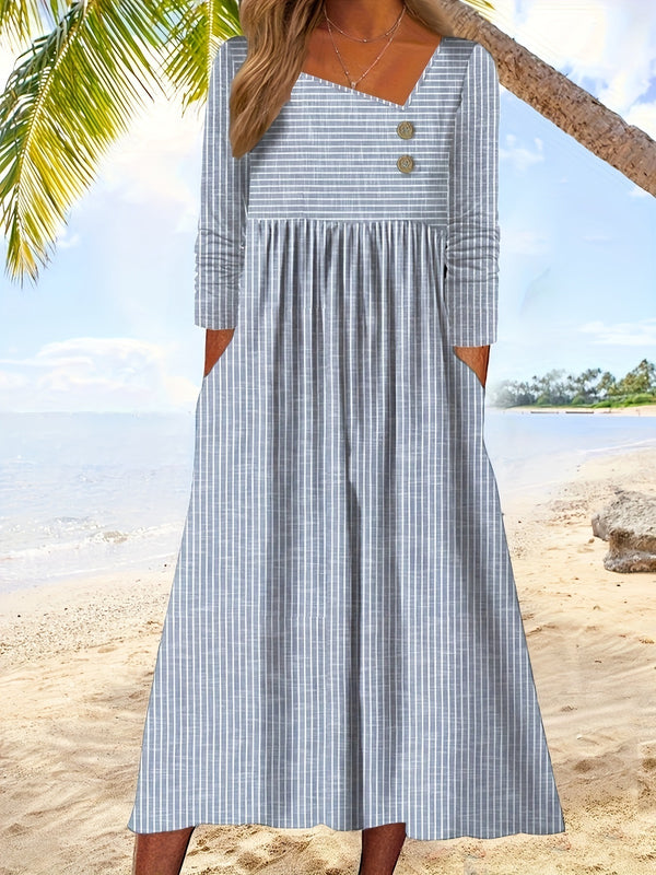 Youthful Blue Striped Short Sleeve Jumpsuit