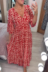 Summer Bohemian Casual V-neck Floral Dress